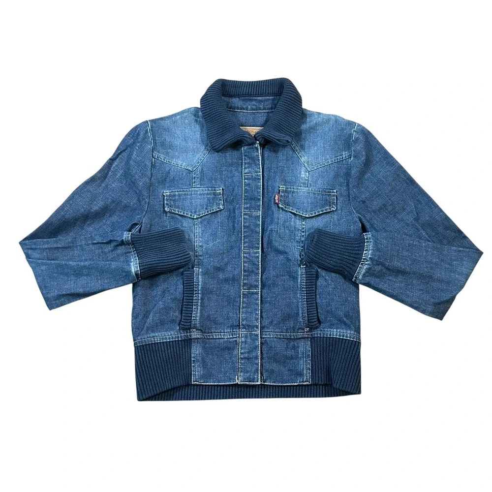 Vintage Levi's Jacket Girls Misses S Blue Denim Trucker Snap‎ Up Y2K